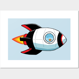 Goldfish Rocket ship Posters and Art